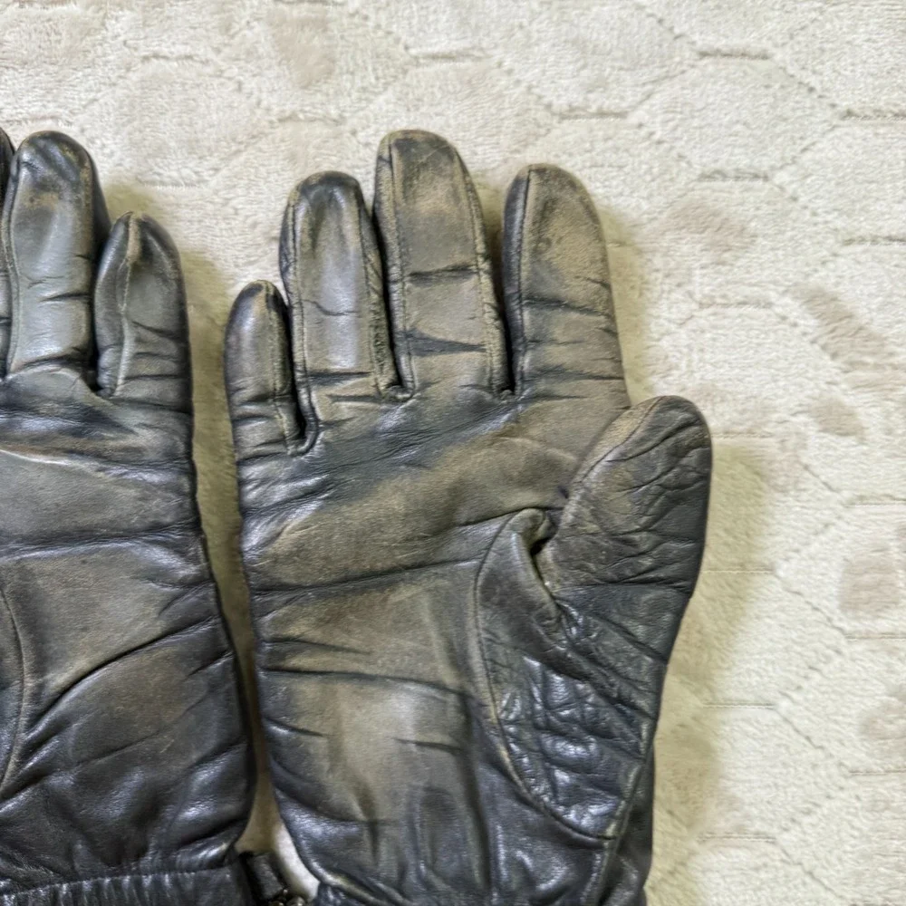 VTG Crest Brand Ladies Leather Moto Driving Style Gloves Sz Large Black USA Made